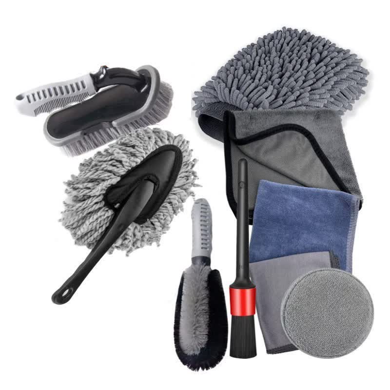 NNEDSZ 10-Piece Car Cleaning and Detailing Kit - Comprehensive Auto Wash Set with Brushes, Towels, and More-0
